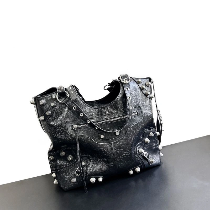 Practical Balenciaga High-Quality Leather Motorcycle-Inspired Large Tote Bag 66913