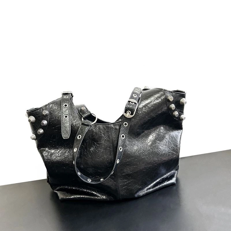 Practical Balenciaga High-Quality Leather Motorcycle-Inspired Large Tote Bag 66913