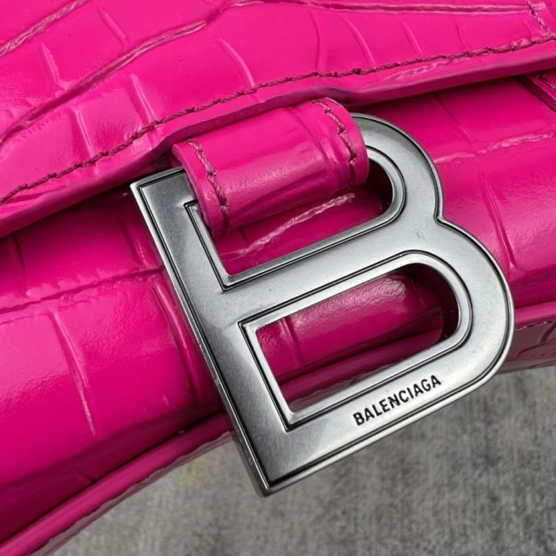MultiPurpose Balenciaga Hot Pink Crocodile Hourglass Bag - XS Size 78745