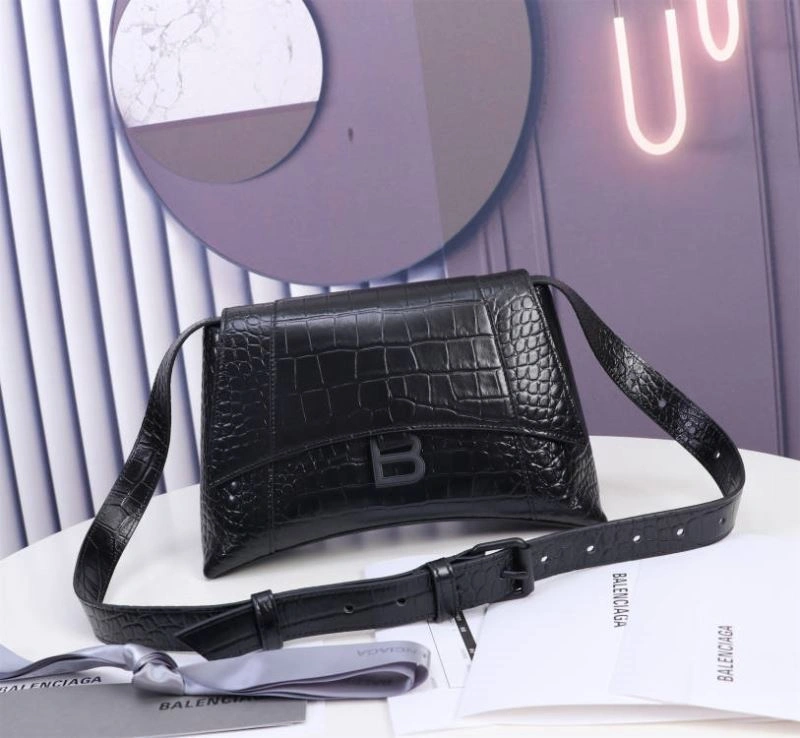 Balenciaga Hourglass Arc Crocodile Black Buckle Bag - LG-6068S Snug 75303