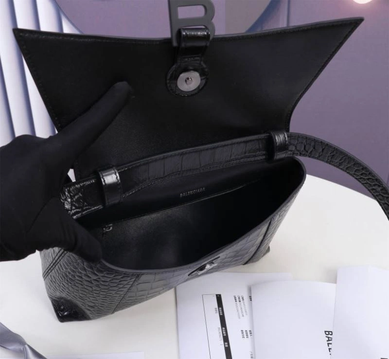 Balenciaga Hourglass Arc Crocodile Black Buckle Bag - LG-6068S Snug 75303