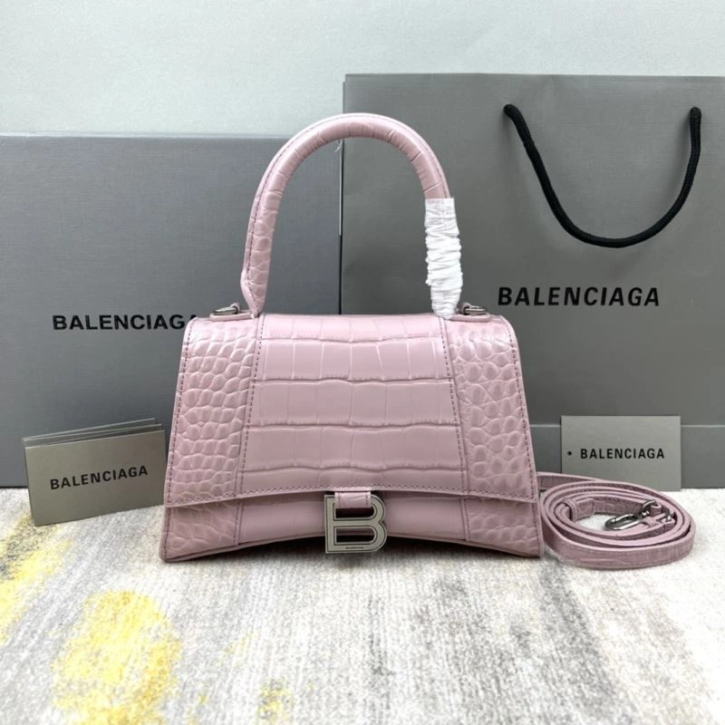 Balenciaga Hourglass Bag - Blush Pink Crocodile Pattern ComfortFit 78726