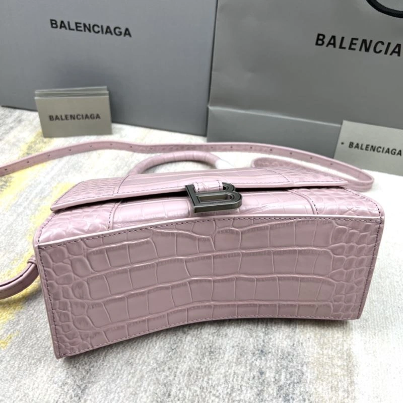 Balenciaga Hourglass Bag - Blush Pink Crocodile Pattern ComfortFit 78726
