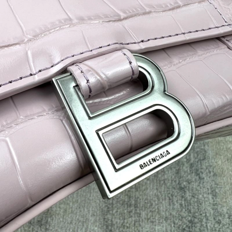 Balenciaga Hourglass Bag - Blush Pink Crocodile Pattern ComfortFit 78726