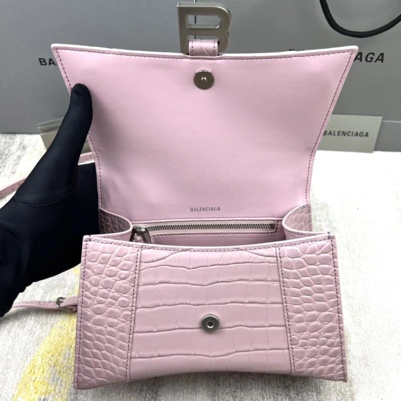 Balenciaga Hourglass Bag - Blush Pink Crocodile Pattern ComfortFit 78726