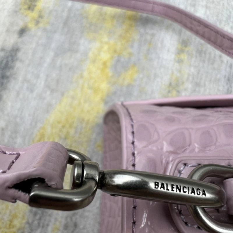 Balenciaga Hourglass Bag - Blush Pink Crocodile Pattern ComfortFit 78726