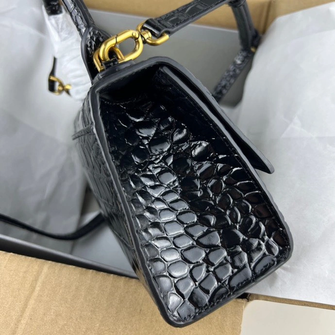 Durable Balenciaga Hourglass Bag - Crocodile Pattern with Gold Buckle 78712