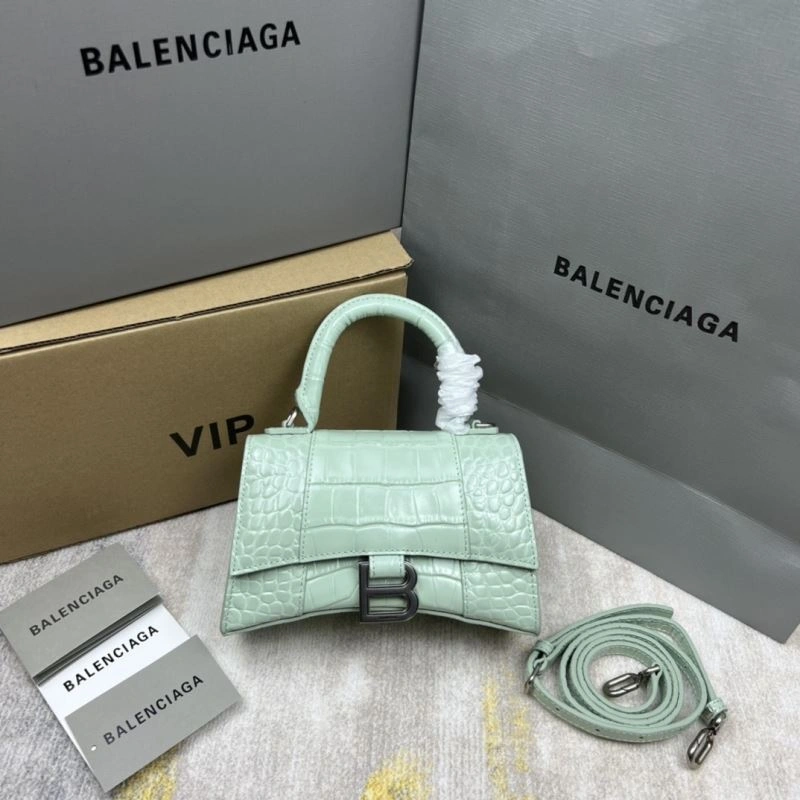 Balenciaga Hourglass Bag - Mint Green Crocodile Pattern Sporty 78702