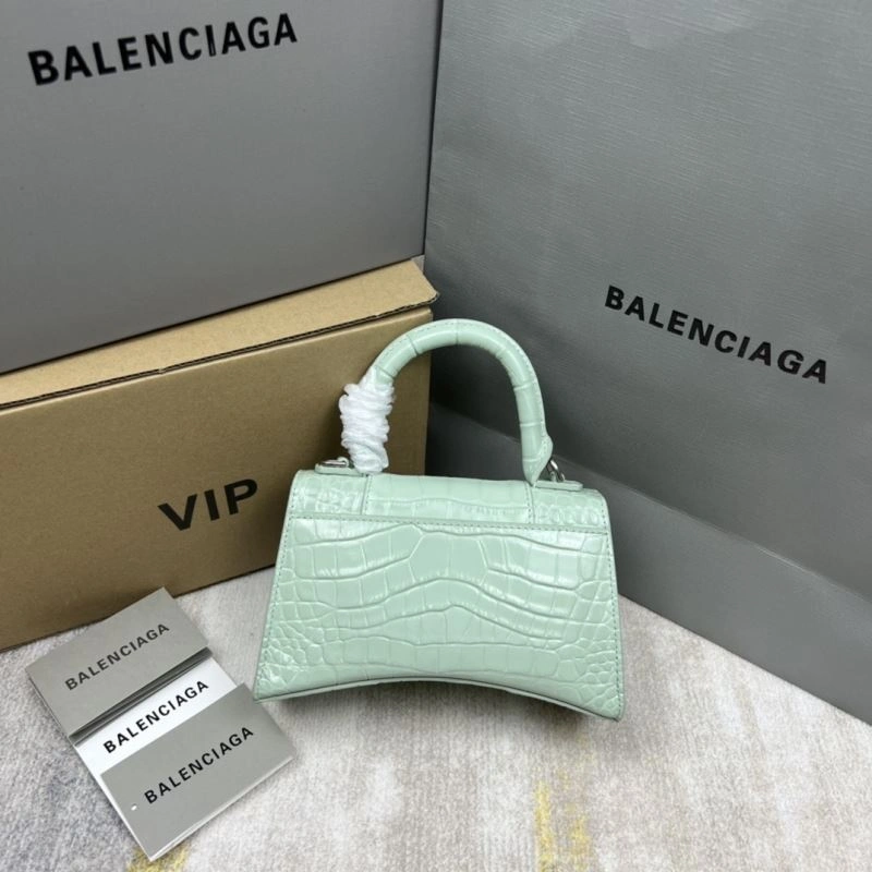 Balenciaga Hourglass Bag - Mint Green Crocodile Pattern Sporty 78702