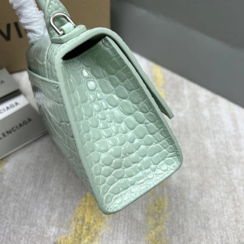 Balenciaga Hourglass Bag - Mint Green Crocodile Pattern Sporty 78702
