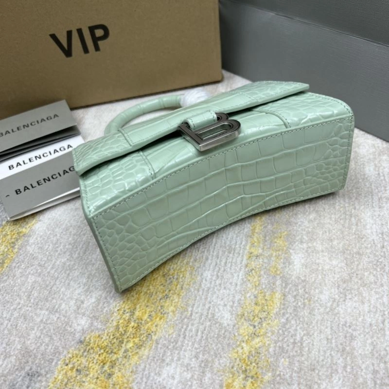 Balenciaga Hourglass Bag - Mint Green Crocodile Pattern Sporty 78702