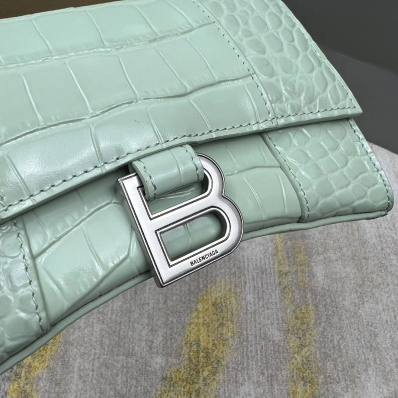 Balenciaga Hourglass Bag - Mint Green Crocodile Pattern Sporty 78702