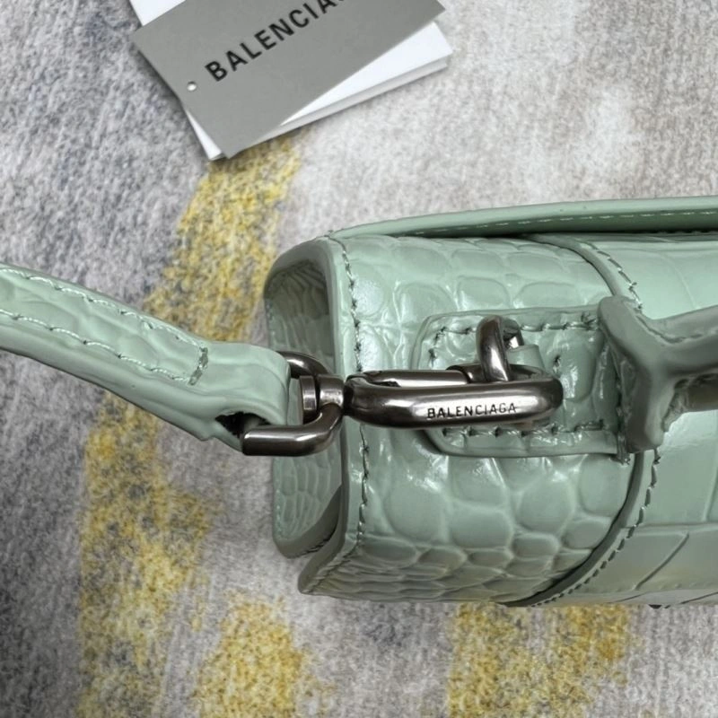 Balenciaga Hourglass Bag - Mint Green Crocodile Pattern Sporty 78702