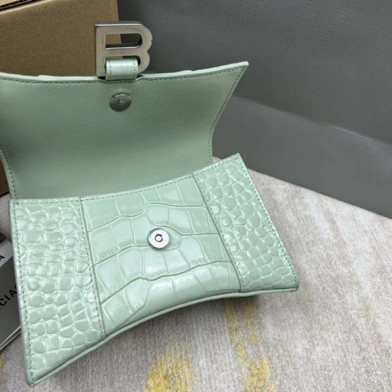 Balenciaga Hourglass Bag - Mint Green Crocodile Pattern Sporty 78702