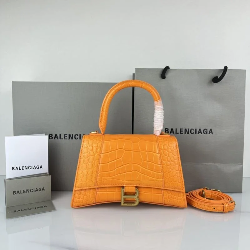 Balenciaga Hourglass Bag - Orange Crocodile with Gold Buckle TimelessDesign 37595