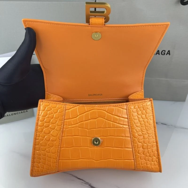 Balenciaga Hourglass Bag - Orange Crocodile with Gold Buckle TimelessDesign 37595
