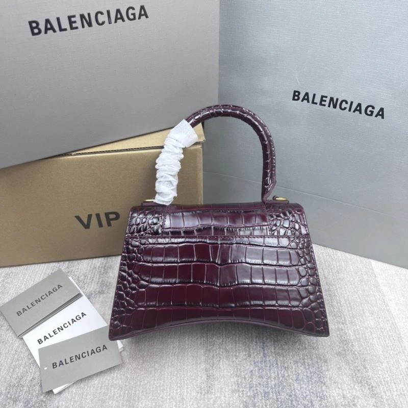 Versatile Balenciaga Hourglass Bag - Wine Red Crocodile Pattern 78682