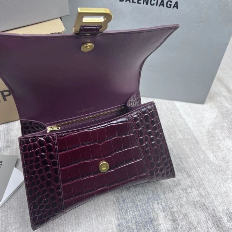 Versatile Balenciaga Hourglass Bag - Wine Red Crocodile Pattern 78682