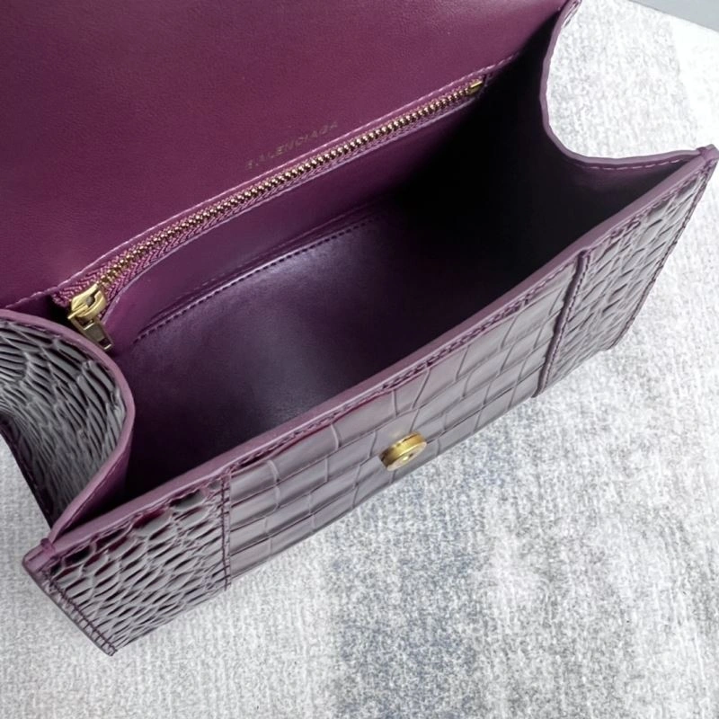 Versatile Balenciaga Hourglass Bag - Wine Red Crocodile Pattern 78682