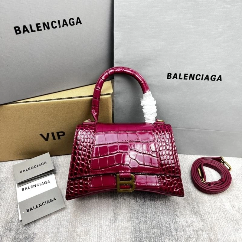 Snug Balenciaga Hourglass Bag in Cherry Red Crocodile Pattern 78699