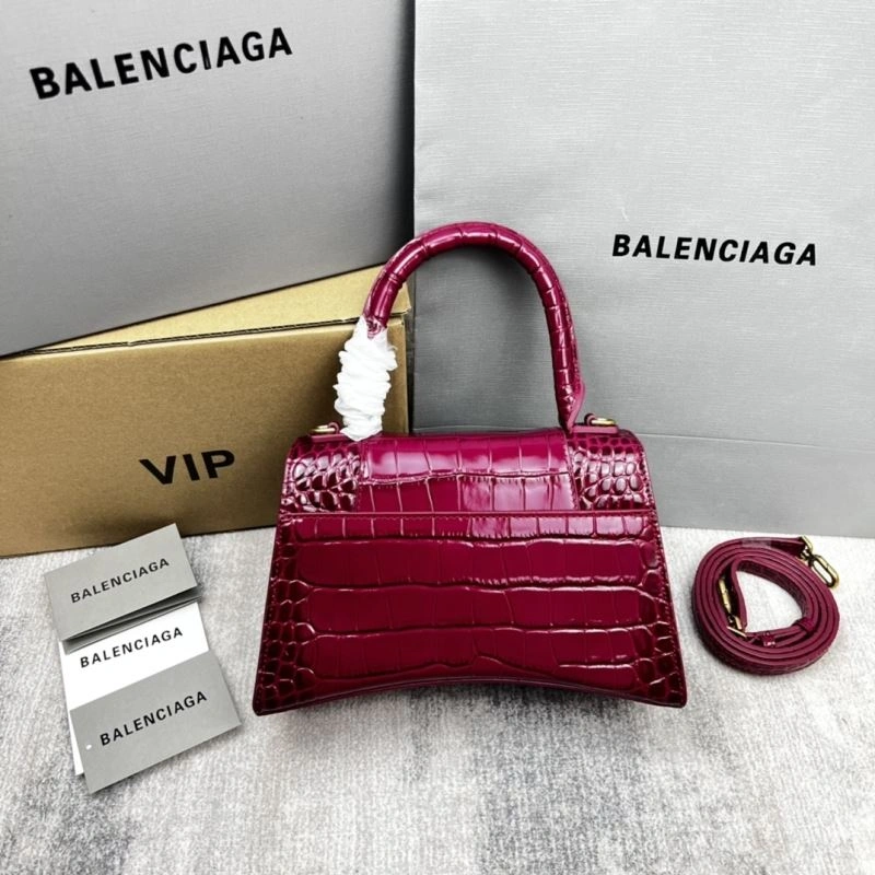 Snug Balenciaga Hourglass Bag in Cherry Red Crocodile Pattern 78699