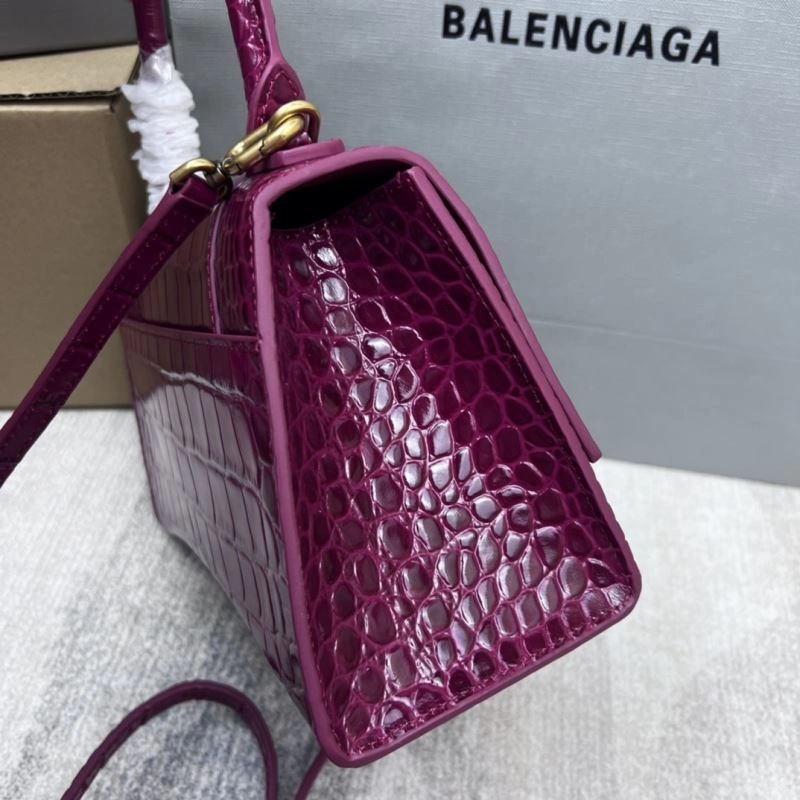 Snug Balenciaga Hourglass Bag in Cherry Red Crocodile Pattern 78699