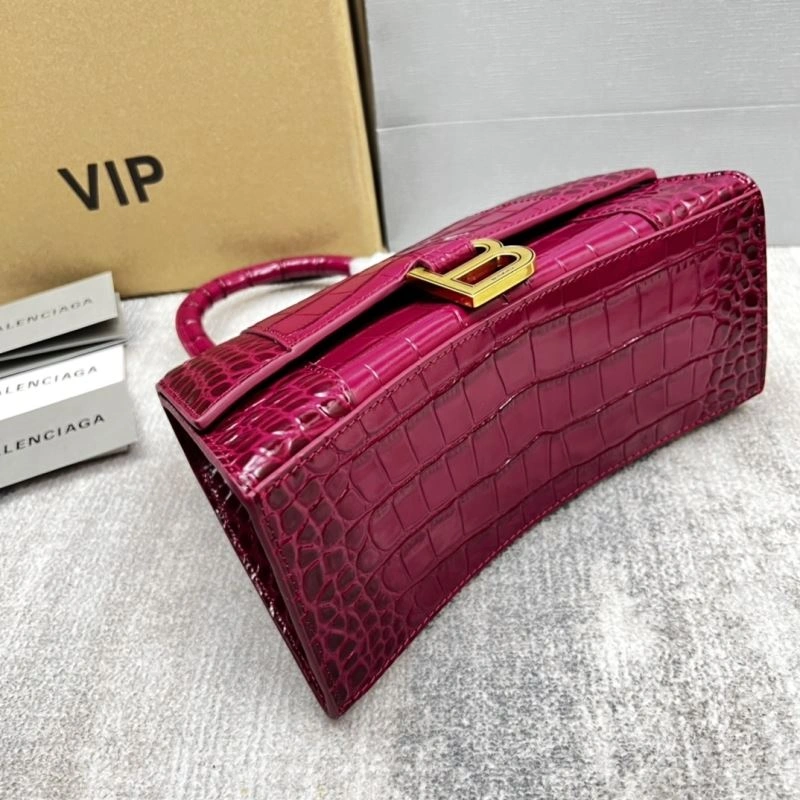 Snug Balenciaga Hourglass Bag in Cherry Red Crocodile Pattern 78699