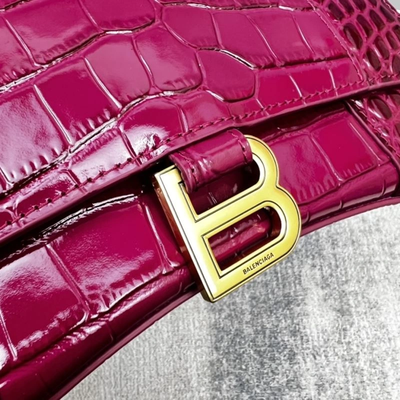 Snug Balenciaga Hourglass Bag in Cherry Red Crocodile Pattern 78699