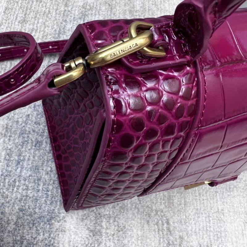 Snug Balenciaga Hourglass Bag in Cherry Red Crocodile Pattern 78699