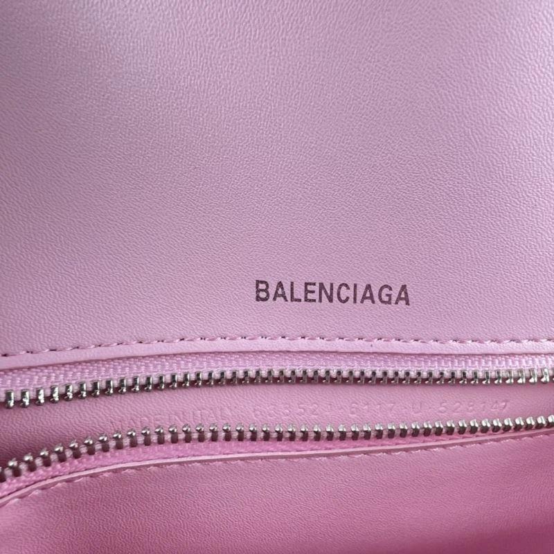 Flexible Balenciaga Hourglass Bag in Sakura Pink Crocodile with Silver Buckle 78736