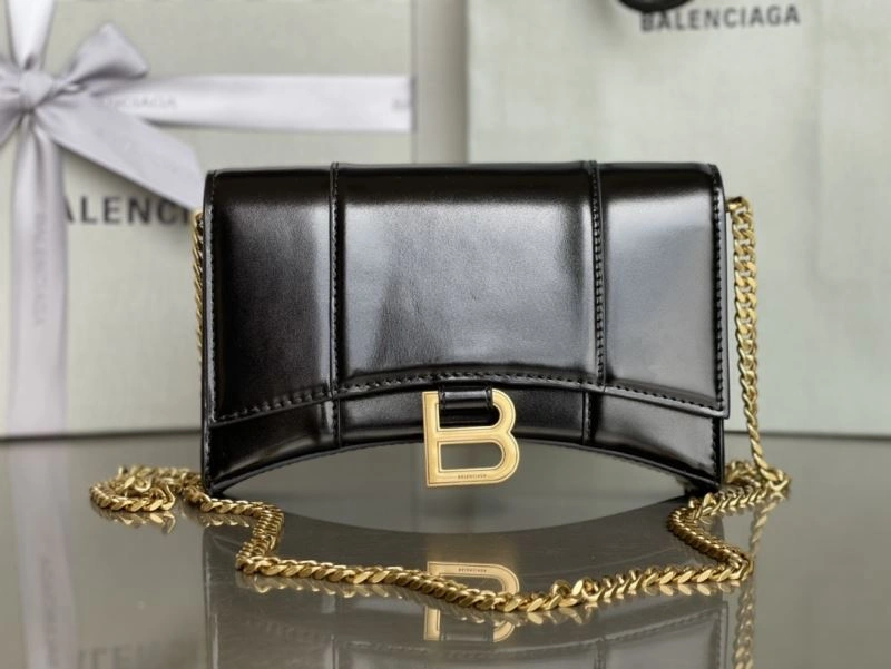 Balenciaga Hourglass Chain Bag - Black with Gold Buckle Premium 78693