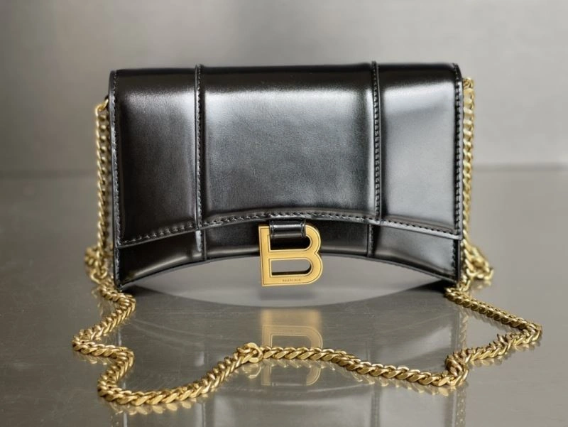 Balenciaga Hourglass Chain Bag - Black with Gold Buckle Premium 78693