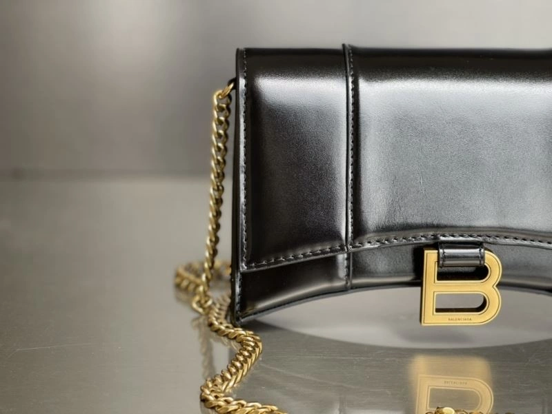 Balenciaga Hourglass Chain Bag - Black with Gold Buckle Premium 78693