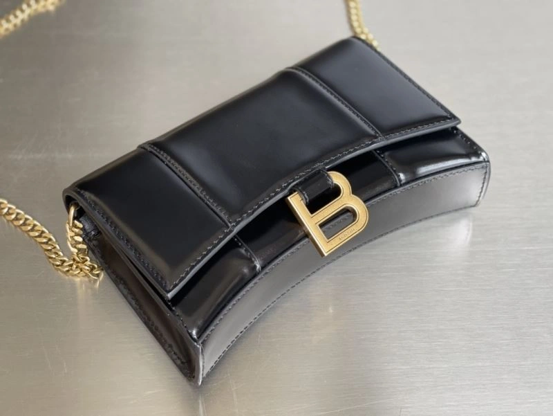 Balenciaga Hourglass Chain Bag - Black with Gold Buckle Premium 78693