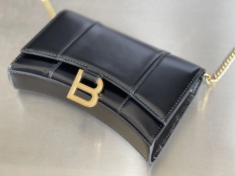 Balenciaga Hourglass Chain Bag - Black with Gold Buckle Premium 78693