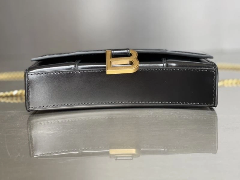 Balenciaga Hourglass Chain Bag - Black with Gold Buckle Premium 78693