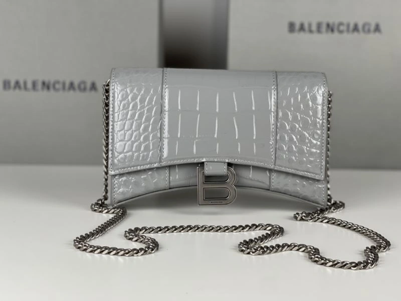 Balenciaga Hourglass Chain Bag - Deep Gray Crocodile Pattern FlexibleFit 78685