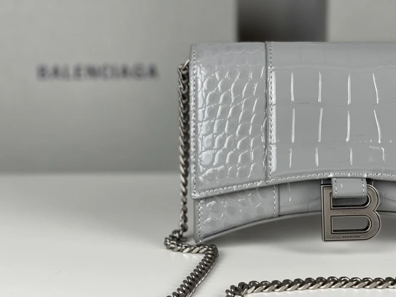 Balenciaga Hourglass Chain Bag - Deep Gray Crocodile Pattern FlexibleFit 78685