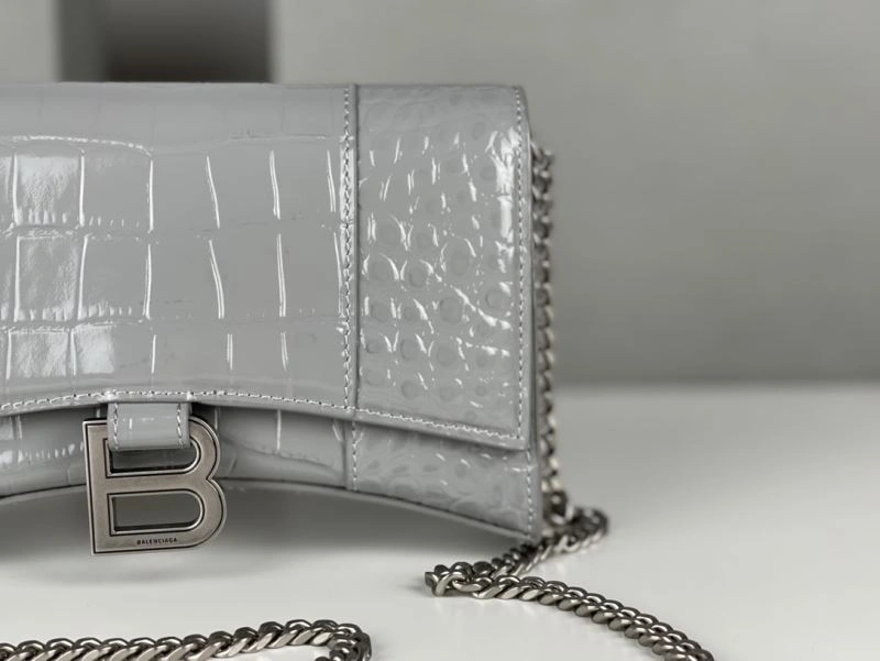 Balenciaga Hourglass Chain Bag - Deep Gray Crocodile Pattern FlexibleFit 78685