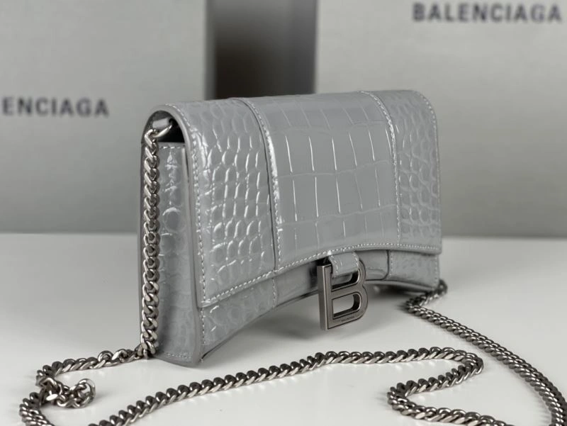Balenciaga Hourglass Chain Bag - Deep Gray Crocodile Pattern FlexibleFit 78685