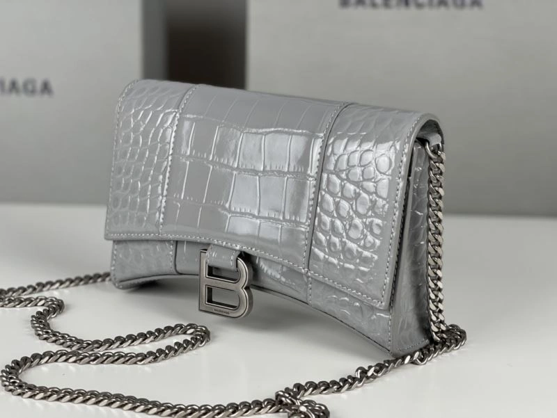 Balenciaga Hourglass Chain Bag - Deep Gray Crocodile Pattern FlexibleFit 78685