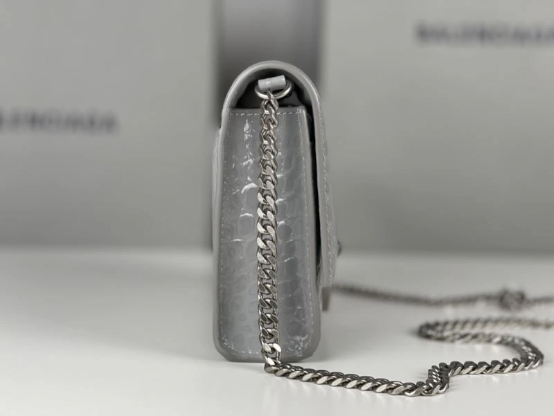 Balenciaga Hourglass Chain Bag - Deep Gray Crocodile Pattern FlexibleFit 78685