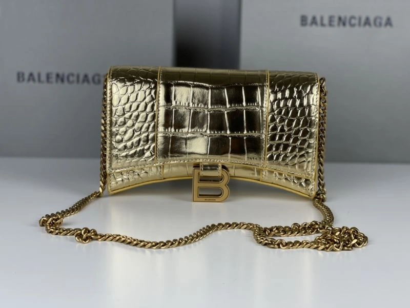 Balenciaga Hourglass Chain Bag with Crocodile Pattern and Gold Buckle Sustainable 78683