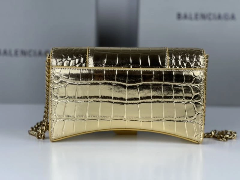 Balenciaga Hourglass Chain Bag with Crocodile Pattern and Gold Buckle Sustainable 78683