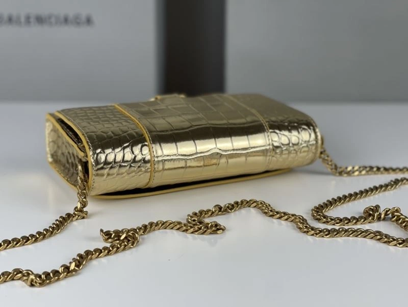 Balenciaga Hourglass Chain Bag with Crocodile Pattern and Gold Buckle Sustainable 78683