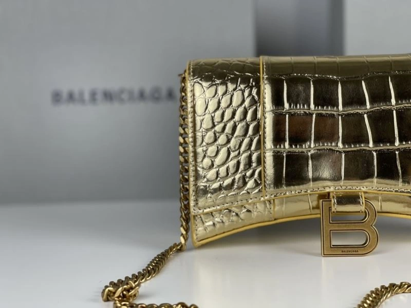 Balenciaga Hourglass Chain Bag with Crocodile Pattern and Gold Buckle Sustainable 78683