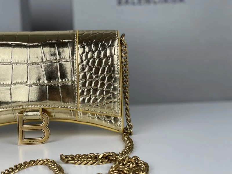 Balenciaga Hourglass Chain Bag with Crocodile Pattern and Gold Buckle Sustainable 78683