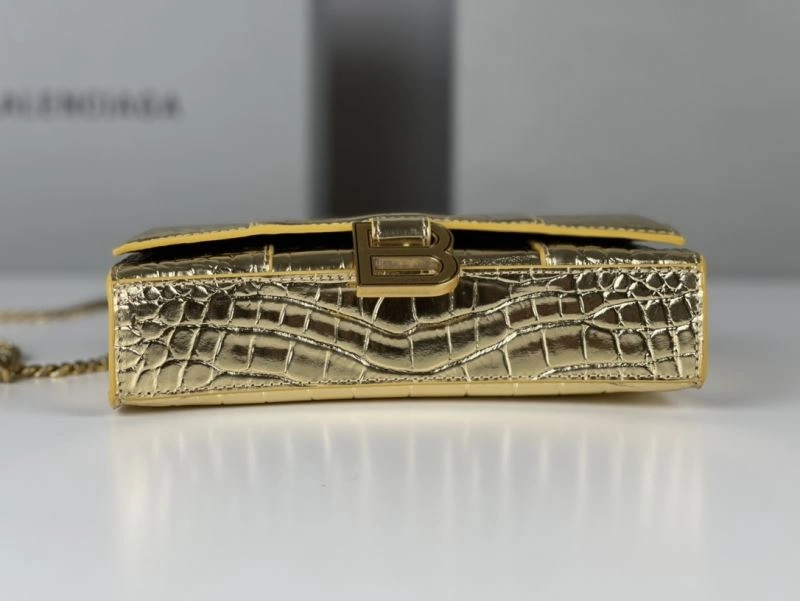 Balenciaga Hourglass Chain Bag with Crocodile Pattern and Gold Buckle Sustainable 78683