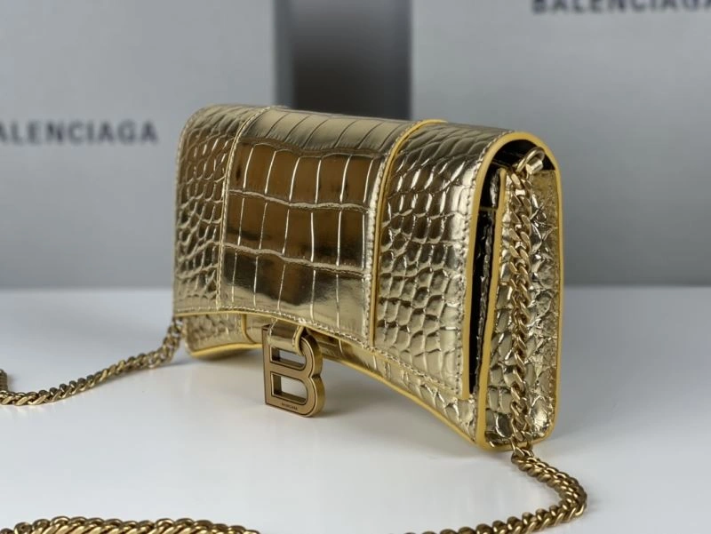 Balenciaga Hourglass Chain Bag with Crocodile Pattern and Gold Buckle Sustainable 78683