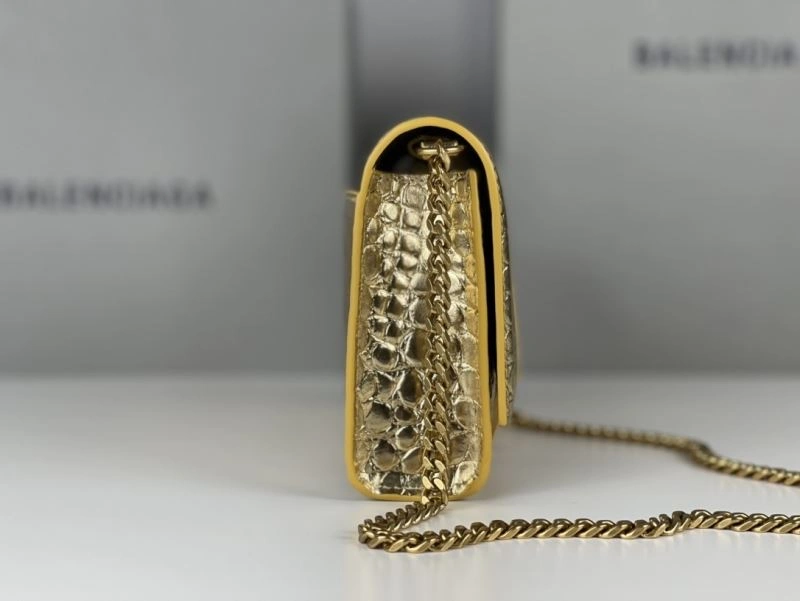 Balenciaga Hourglass Chain Bag with Crocodile Pattern and Gold Buckle Sustainable 78683